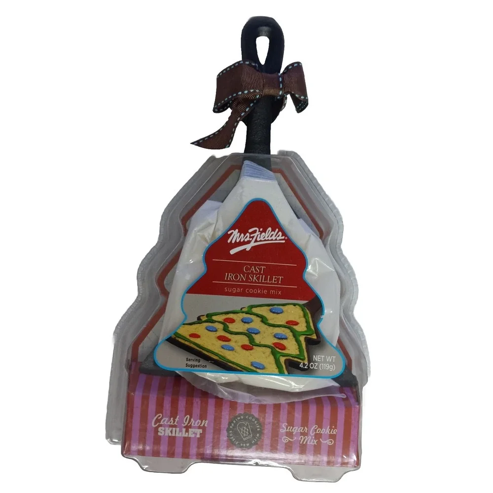 Mrs. Fields Sugar Cookie Xmas Tree Shaped Cast Iron Skillet  (Mix Expired‎ 2015)
